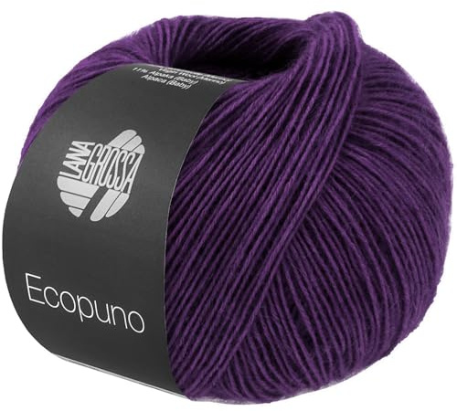 LANA GROSSA Ecopuno | Edle Netzgarnstruktur aus Baumwolle gefüllt mit Merino/Alpaka | Handstrickgarn aus 17% Schurwolle & 11% Alpaka Wolle | 50g Wolle zum Stricken & Häkeln | 215m Garn FB 217