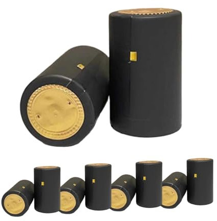 Sharplace Lot de 100 capsules de bouteilles de vin en PVC thermorétractables, vintage, pour décoration de cuisine, Noir