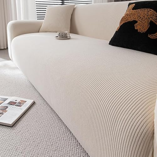 YHXAIQ Elastischer Alles inklusive Sofaschoner, Polarfleece Couch Cover mit Überzug, Rutschfester Universeller Sofabezug für 2/3/4-Sitzer(Beige 1,190-230 cm)