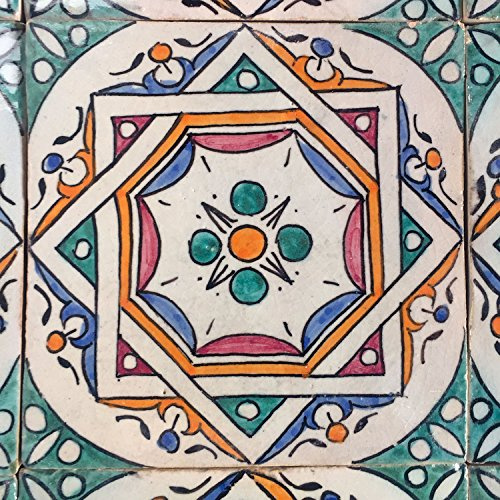 Handbemalte Fliesen 4er-Set – Boho-Ethno-Dekor, 10 x 10 cm, glasiert, Ton, Wandfliesen für Küche, Bad & Gäste-WC