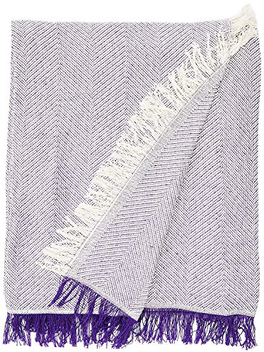 Martina Home Spiga vielseitiger Schal, 80 % Baumwolle, 20 % Polyester, Roh/Lila 260 Length x 180 Width cm