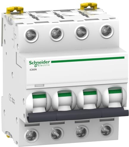 Schneider a9 F73440 IC60 N 4P 40 A B MCB Miniatur Leitungsschutzschalter, weiß, Set 3 Stück