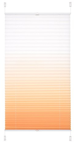 JalousieCrew Klemmfix Plissee mit Farbverlauf Farbe orange - Breite 40 bis 120 cm, Länge 130 cm und 210 cm - Klemm - Rollo ohne zu Bohren (50 x 130 cm)