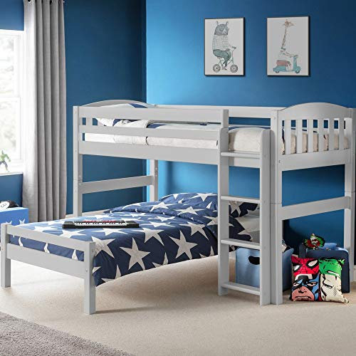 7 Beds in 1, Happy Beds Max Combination Dove Grey Bed - Bunk Bed, Mid-sleeper, Daybed, Midsleeper and Single Bed, Toddler Bed - 3ft Single (90 x 190cm) Frame
