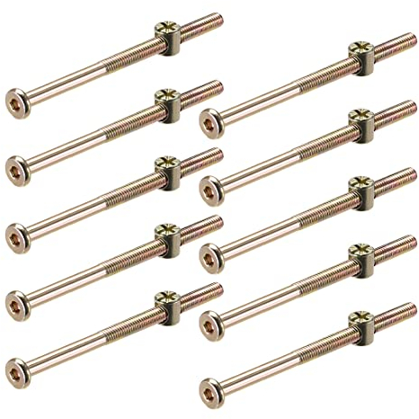 sourcing map M6 x 110mm Furniture Bolts Nut Set Hex Socket Screw with Barrel Nuts Phillips-Slotted Zinc Plated Half Thread 10 Sets