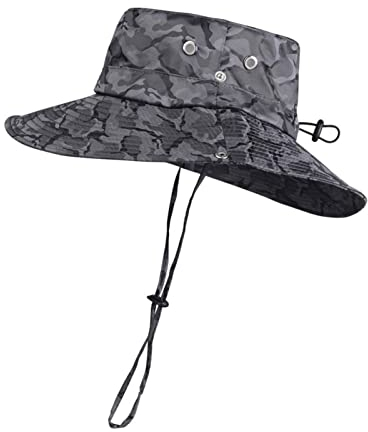 KOOLSOLY Atmungsaktive breite Krempe, Boonie Hut Outdoor Wasserdicht UPF 50+ Sonnenschutz Mesh Safari Sonnenhut für Reisen Angeln