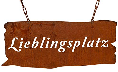 Schild Spruchtafel rostiges Gartenschild Edelrost Rost zum hängen Gartendeko (Lieblingsplatz)