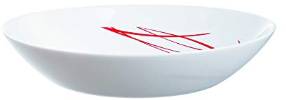 Arcopal by Luminarc Domitille Opal Glass Black Red Lined Dinner Set Plates (6X Soup Bowls, Red)