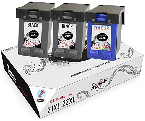 Squuido 3 Remanufactured Tintenpatronen 21XL 22XL kompatibel mit HP Officejet 4315 PSC 1410 Deskjet 3940 F2180 F2280 F380 F4180 D1460 D1530 D2360 D2460 | Hohe Kapazität