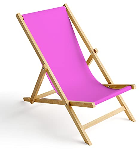 Ferocity Holz-Liegestuhl Klappbar Klappliegestuhl Sonnenliege Strandstuhl Wechselbezug Motiv Pink [119]