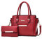 NICOLE & DORIS Handtaschen für Damen, große Umhängetasche, elegant, Shopping Bag, Tasche mit verstellbarem Schultergurt, Ledertasche, Damen, Handtaschen, 2 Stück, rot, L, Elegant