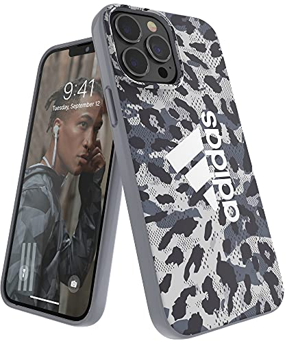 adidas Compatible with iPhone 13 Pro Max 6.7 Case, Sports Shaped Case, Protective Case, Gray Leopard