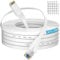Cable Ethernet 25 Metros, Cable de Red Plano Latiguillo Rj45 Cat 6 Cable Network Gigabit Blanco Alta Velocidad Cable Internet para Router, Módem, Switch