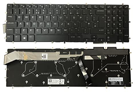Gintai Keyboard UK Layout for Dell Alien-ware M15 R1, M17 R1 2019, 0K5Y90 K5Y90 0KN4-0D1UK16 SG-95000-2BA 18090600180 SN2280BL QWERTY Keyboard 4 Zone RGB Backlit Laptop