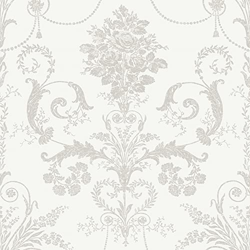 Laura Ashley Josette Dove Grey and White Wallpaper