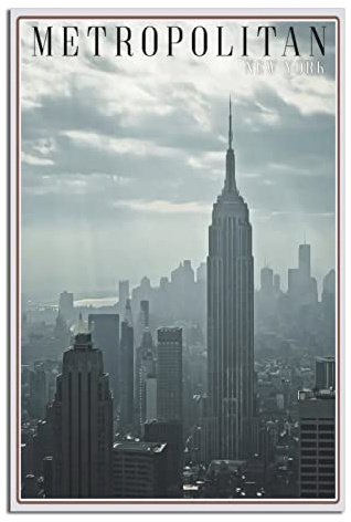 Metropolitan New York Skyline, Vintage-Reise-Poster, Leinwand-Kunst, Wanddekoration, Poster, Bild, Druck, Malposter, Geschenk, 30 x 45 cm