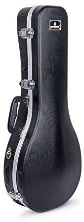 Crossrock ABS Mandolin Case for A-Style | Black Molded Shell, Interior Storage, Removable Backpack Straps, Lock – Lightweight Hard Case - Black(CRA862MABK)