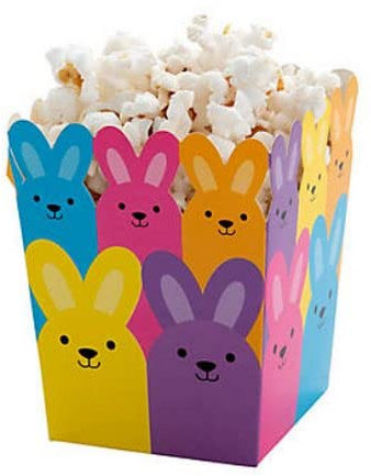 Pack of 12 - Bright Easter Popcorn Boxes - Egg Hunt Gift Party Box Favours
