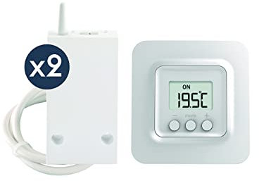 Delta Dore – Thermostat Tybox 5702 FP pour Commande au degré près de Deux radiateurs Fil Pilote – 6050675 Blanc