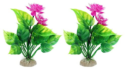 VOCOSTE 2pcs Fish Tank Aquarium Decorations Plants, White Purple 5.91