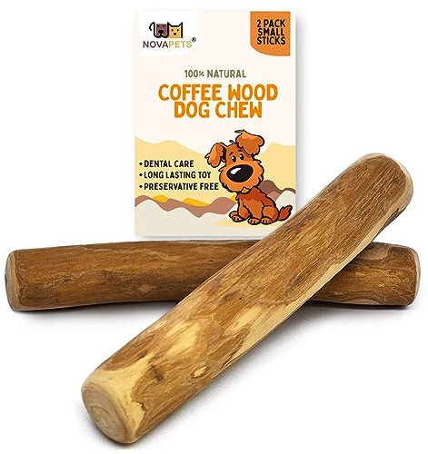 NOVAPETS Coffee Wood Dog Chew Stick for Small Dogs - Natural Dental Chewing Toy - Pack of 2 Size S