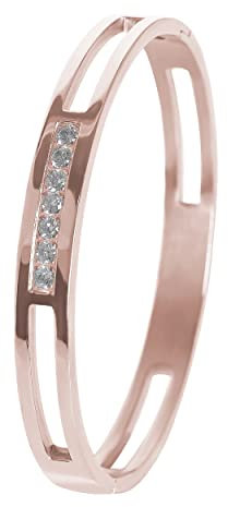 Manfnee Or rose 8mm Bracelet à Manchette Acier Inoxydable Femme Fille Jonc Sept Zircon Cadeau Bijoux