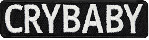 Aufnäher Patch CRYBABY Lustiger Spaß Sticker zum annähen/aufbügeln | Applikation Jeans Flicken Kleidung reparieren Bügelbilder für alle Stoffe | fabric applique 75x20mm