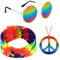 QincLing 3 Stück Hippie Kostüm Set, Damen Hippie Dress Costume Buntes Stirnband Halskette Peace Zeichen Sonnenbrille Kostüm Verkleidung Kostümzubehör Zubehör Herren Accessoires