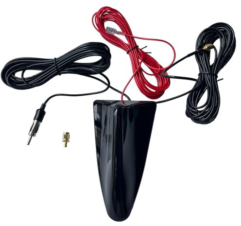 NewTH Autoantenne DAB+ FM/AM Radioantenne Signalverstärker SMB auf DIN-Steckeranschluss Dach DAB Digital Stereo Radio Antenne 5m RG174 Kabel für GPS FM/AM Radio