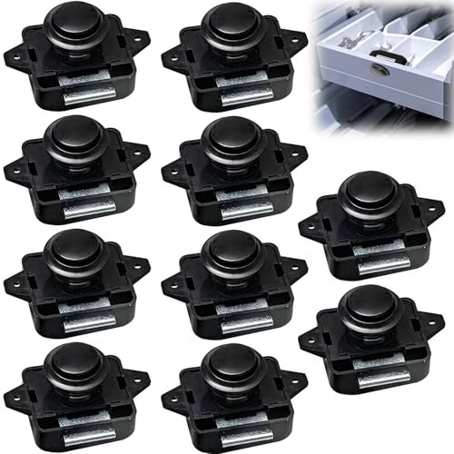 Serrature per camper 10 pezzi, blocco push lock, serratura per camper, push button catch door lock, cabinet Locks, Portable Push Lock, per camper roulotte, furgone, motorhome yacht ship boat