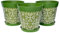 Hum Flowerpots set of 3 plastic, indoor/outdoor plant pots 25cm diameter and 3 saucers 19cm diameter (Moroccan Green)