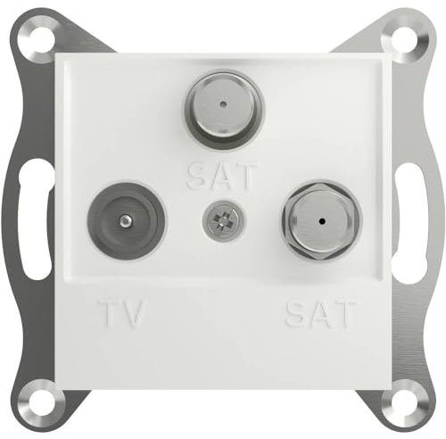 Schneider Electric Asfora EPH3670121D TV-SAT-SAT-Enddose Unterputz 1dB, IEC+F+F,Telefondose Unterputz,2 Ausgänge,
