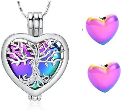 VCCWYQK Tree of Life Urn Necklace for Ashes with Hollow Glass Vial Cylinder Cremation Jewelry Keepsake Memorial Lockets for Women Men Pet Ashes Holder (H-Customize)