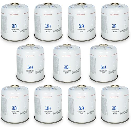 Z.M.C Lot de 11 cartouches de gaz de 450 g, gaz propane/butane 810 ml, cartouche de gaz EN417, filetage européen, raccord fileté européen, cartouche à vis pour désherbeur, boîte de gaz sous pression
