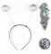 Alien Haarreif,Haarreif Glitzerkugeln Silber und Holografischer Glitter für Karneval Kostümparty,Alien Kostüm,Weltall Kostüm,Halloween,Space Girl,Fasching Kopfschmuck für Damen Mädchen Kinder