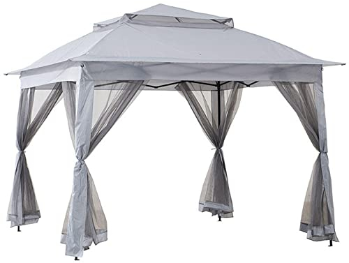 CASEGO Pop-up-Pavillon mit doppeltem Baldachin, verschlüsseltem Netz, tragbar, faltbar, Außenzelt, Hofvilla, europäische Freizeitmarkise (Light Gray)