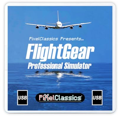 FlightGear Flugsimulator 2023 X Flight Sim Flugzeug & Hubschrauber Professioneller Simulator USB inklusive 600+ Flugzeuge & 20.000 echte Weltflughäfen für Microsoft Windows 11 10 8.1 8 7 Vista PC
