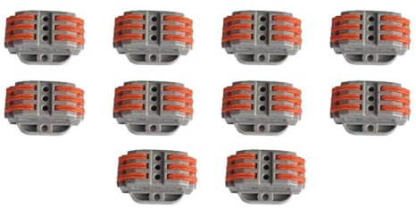 10 Morsettiere Elettriche Con Base e Foro di Fissaggio, Connettori Elettrici Rapidi Con 2 Entrate, Da 0,5 a 4 mm² Fino a 450V 32A (3 Poli)