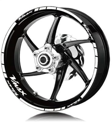 NMLAFS Motorrad-Radaufkleber, Vorder- Und Hinterreifen, Reflektierende Streifen, Kit, Aufkleber, Felgenaufkleber, Wasserdicht, Für VMAX Vmax (Color : Reflective White)