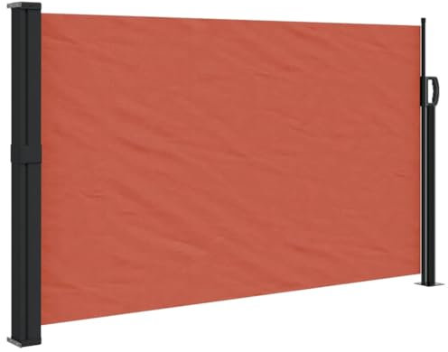 vidaXL Seitenmarkise, Sichtschutz Ausziehbar, Windschutz Sonnenschutz für Garten Balkon Terrasse, Seitenrollo Seitenwandmarkise, Terrakottarot 117x300cm