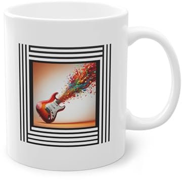 Red Electric Guitar Mug - Original Gift Idea - White Glossy 11oz