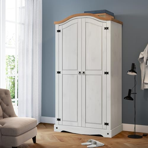 Corona Wardrobe 2 Door Arch Top White Wax Bedroom