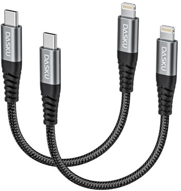 Dasku 1FT USB C to Lightning Cable 12 inch iPhone Charging Cable, Short Fast Nylon Brabied USBC iPhone Charger Cord Compatible with iPhone 14 13 12 11 Pro Max XR XS X 8 Plus SE iPad