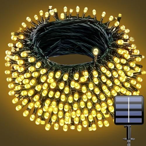 Electight Guirlandes Lumineuses Solaires Étanches - 20m 200 LED pour Pergola/Mur/Clôture, Jardin, Extérieur | 8 Modes de Clignotement | Autonomie 8-10h | IP65 | Décoration Festive Écologique