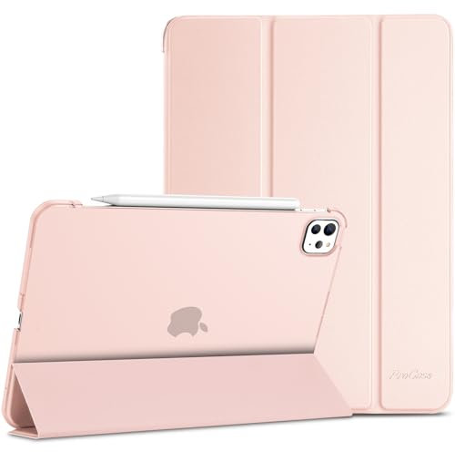 ProCase Cover iPad Pro 11 Pollici (M4) 2024 5 Generazione, Custodia iPad Pro 11(A2836 A2837 A3006), Ultra Sottile Leggero Cover con Auto Svegliati/Sonno -Rosa chiaro