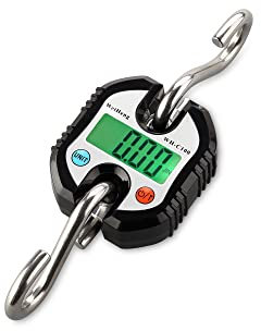 Electric Hoist Lift, Crane Scale 150kg 50g Heavy Duty Hanging Hook Scales Portable Digital Stainless Steel Luggage Weight Scales for Home Garage Warehouse(Nero)