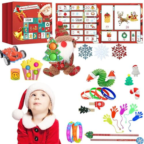 Weihnachts-Adventskalender-Spielzeug - Adventskalender 24 Tage voller Spaß | Sicherer und harmloser Fidget-Adventskalender für und Mädchen