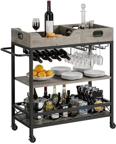 JMOZHCD Kitchen Storage Rack Serving Cart for Home and Kitchen,Two Portable Trays,Multi-functional Storage Rolling Utility Cart Island Table