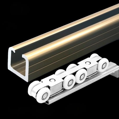 Binario per Porta Scorrevole 60 100 150 200 250 300 400 500 CM Kit Binario Porta Scorrevole Per Interni Ed Esterni, Ferramenta Per Binario Porta Scorrevole Con 8 Ganci Per Ruote(280cm/110.2in)