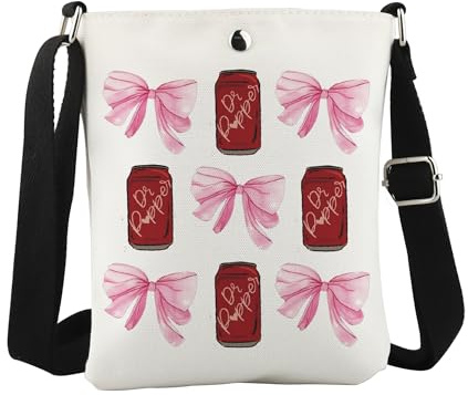JTOUK Soda Drink Umhängetasche mit pinker Schleife, Dr Bow Cb EU, 5.91 Inches ×8.27 Inches